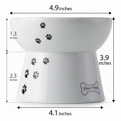 Necoichi Raised Porcelain Dog Food Bowl
