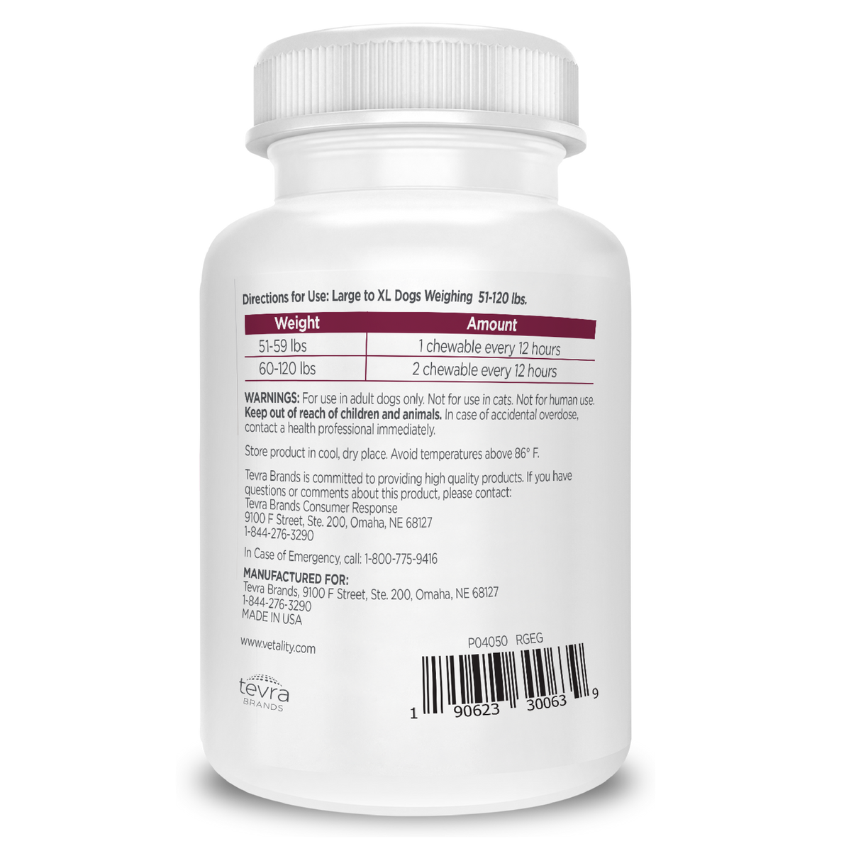 Vetality Canine Aspirin- Fast Acting Pain Relief for Dogs 10-50 lbs 75 ct