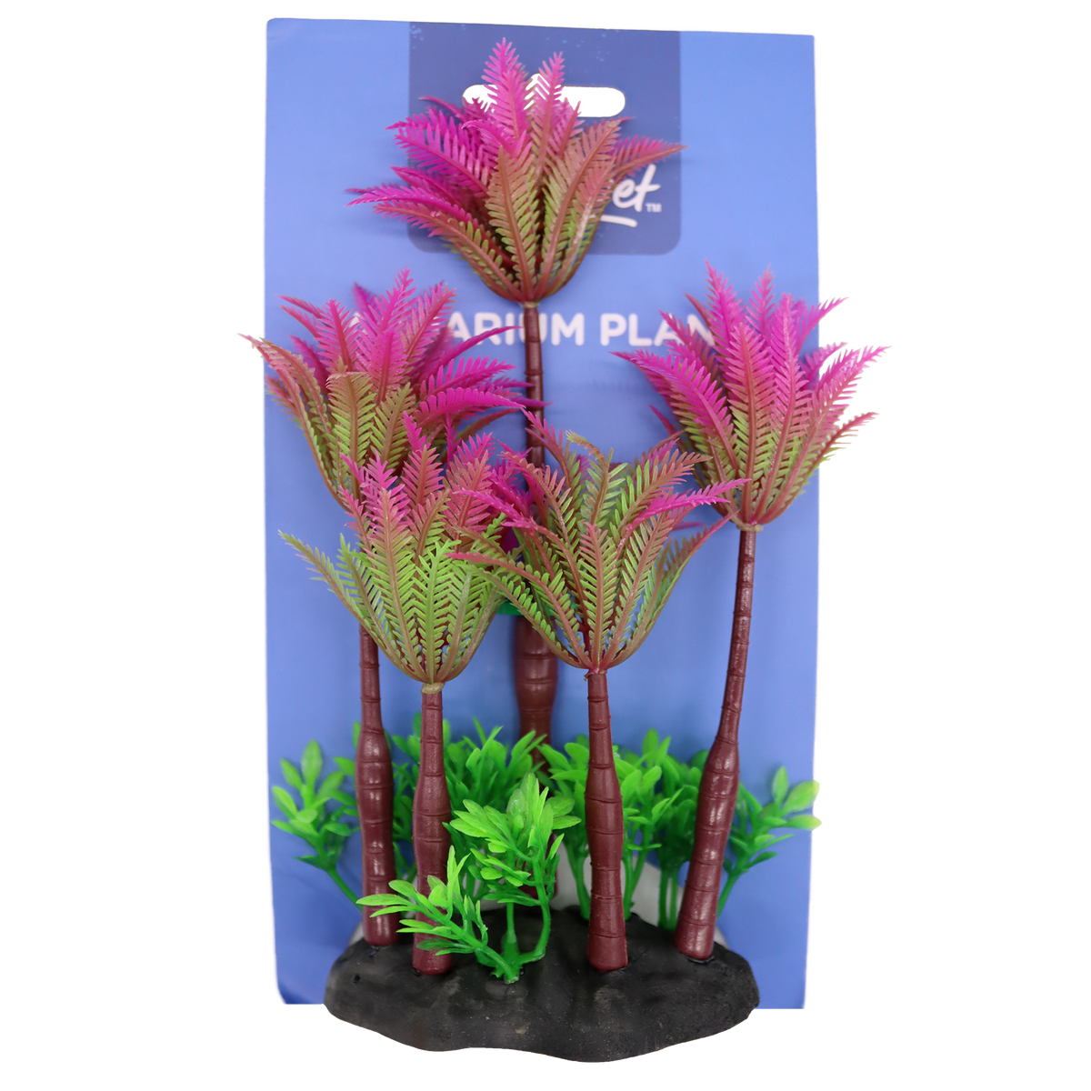 Incredipet Plastic Coconut Tree Aquarium Plant, Red 7 in