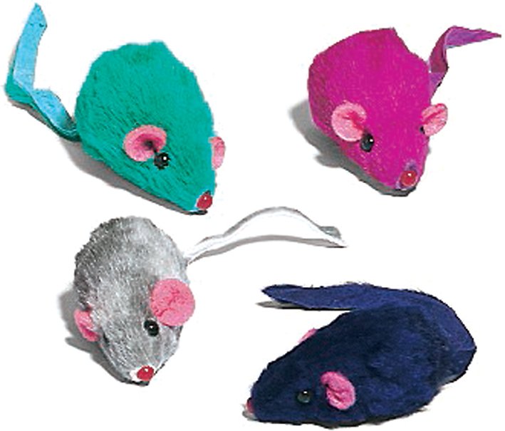 Spot Ethical Pet Rainbow Plush Rattling Mice Catnip Toys 12 pk