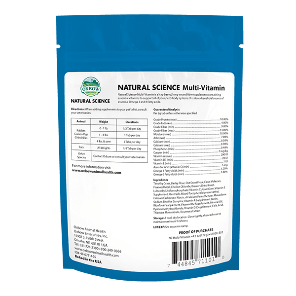 Oxbow Natural Science Multi-Vitamin Small Animal Supplement 60 ct