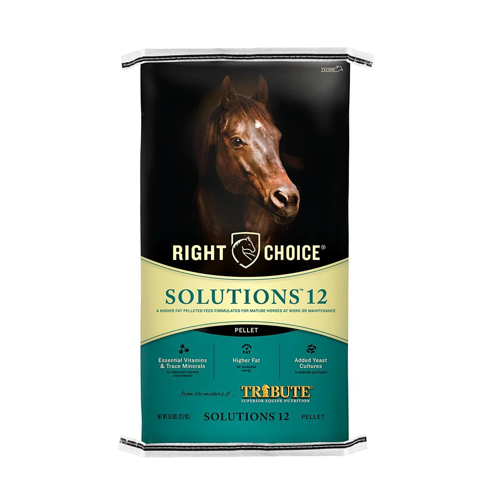 Kalmbach Feeds Right Choice Solutions 12% Pellet Horse Feed for Mature Horses 50 lb