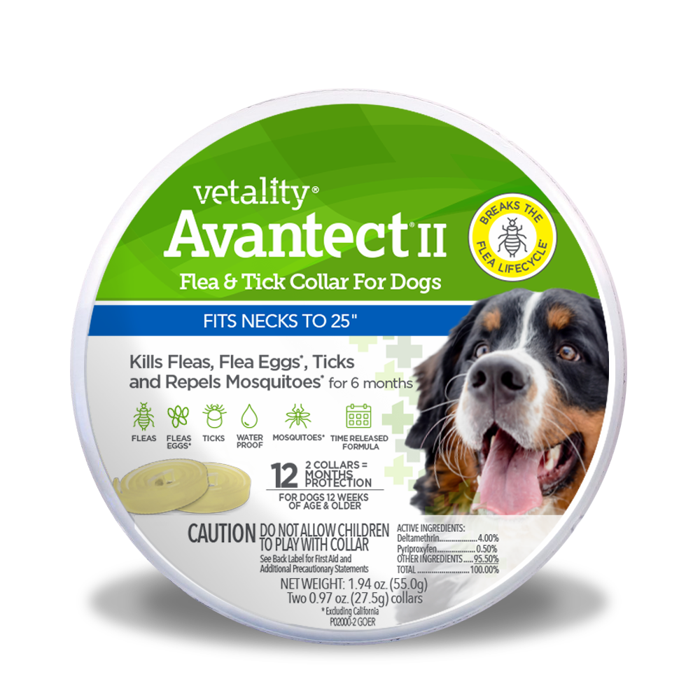 Vetality Advantect II Flea & Tick Collar for Dogs, 2 Pack