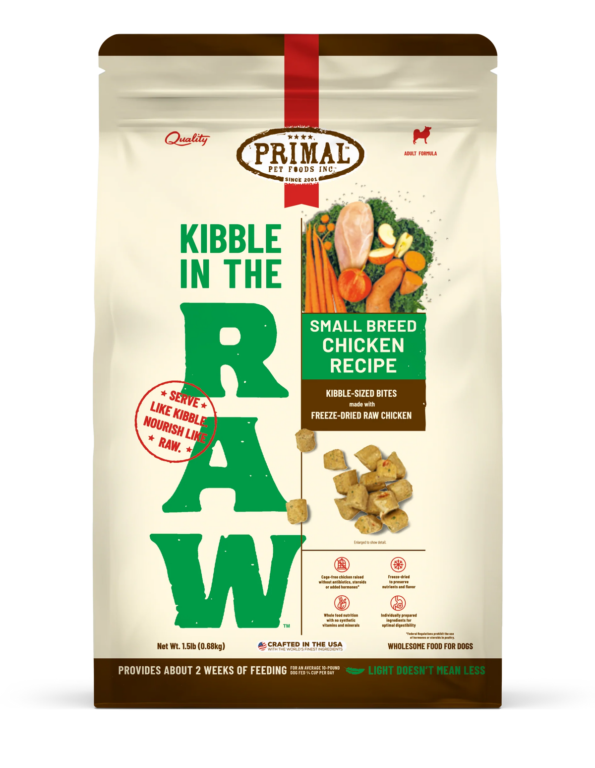 Primal Kibble in the Raw Small Breed Recipe Adult Dog Food