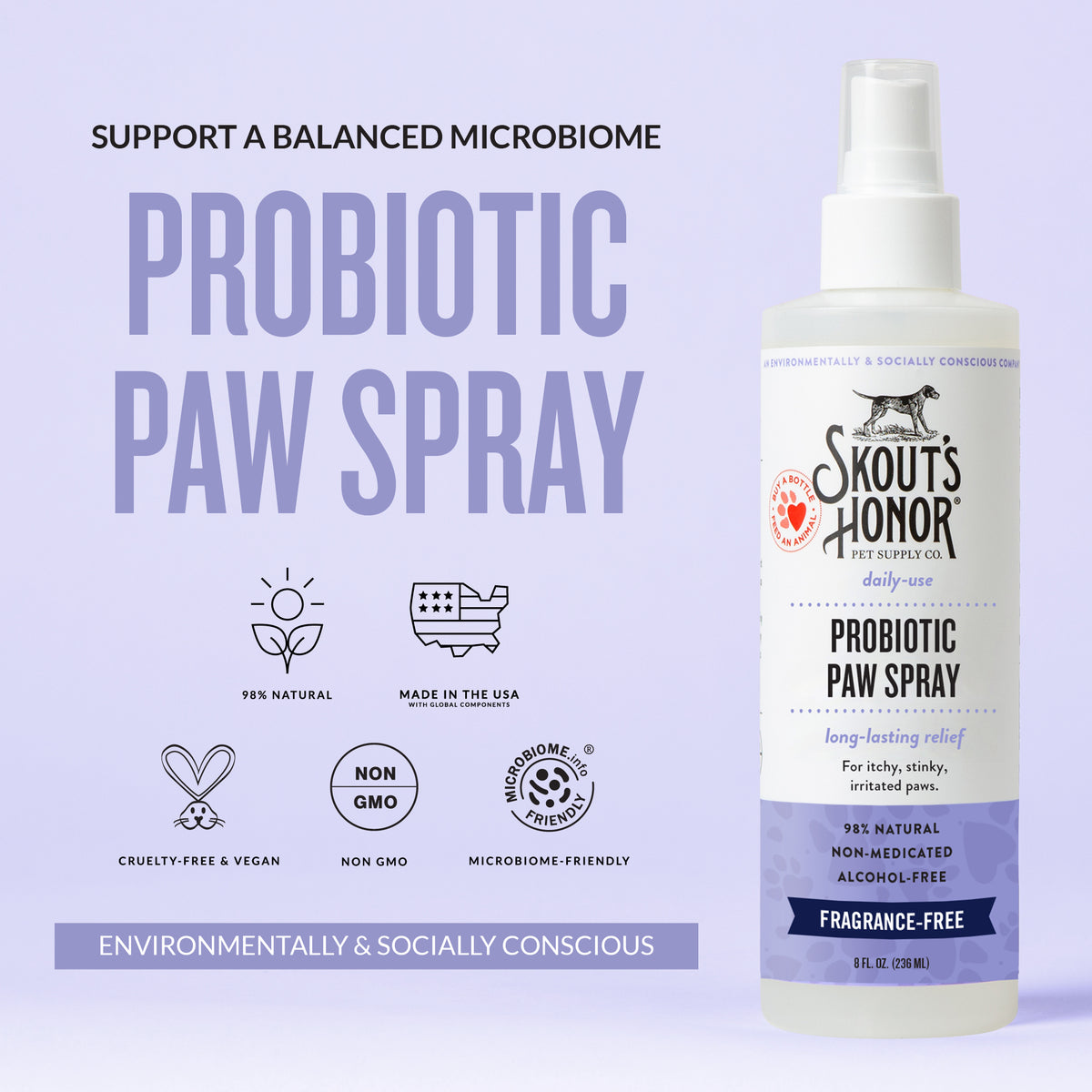 Skout's Honor Probiotic Paw Spray for Dogs & Cats 8 oz