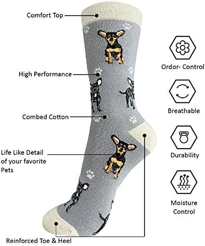 E & S Imports Pet Lover Socks Black Chihuahua Dog, Unisex, One Size Fits Most