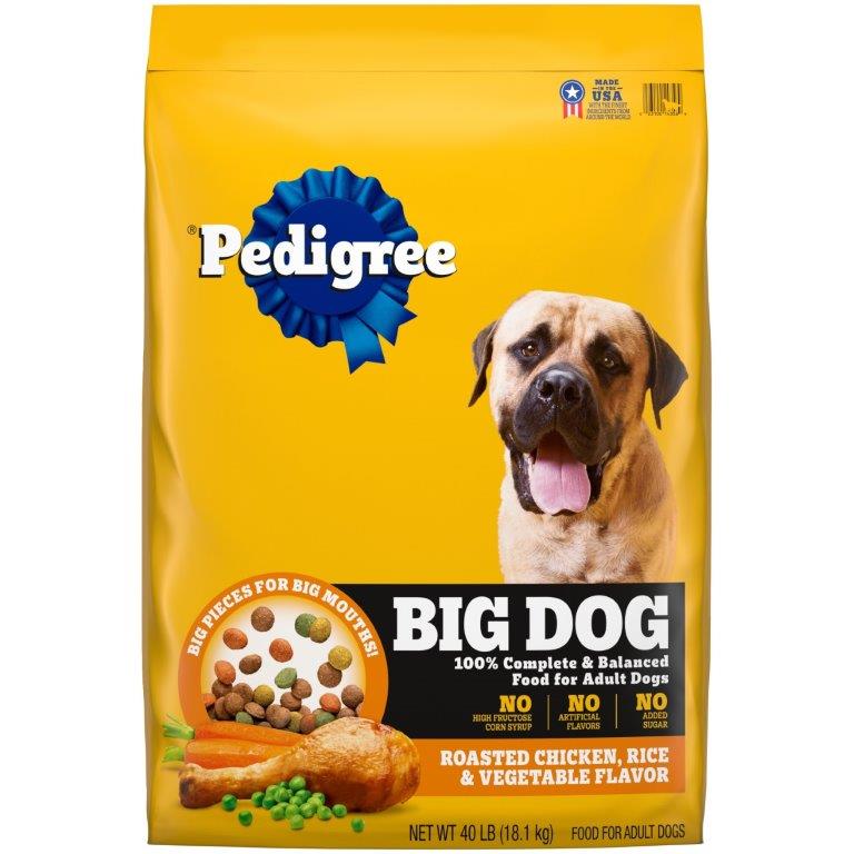Pedigree Adult Large Breed Complete Nutrition Roasted Chicken, Rice & Vegetable Dry Dog Food 40 lb