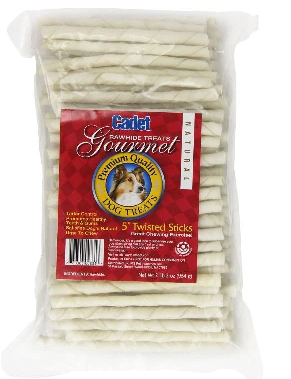 Cadet White Twist Sticks Rawhide Dog Treats