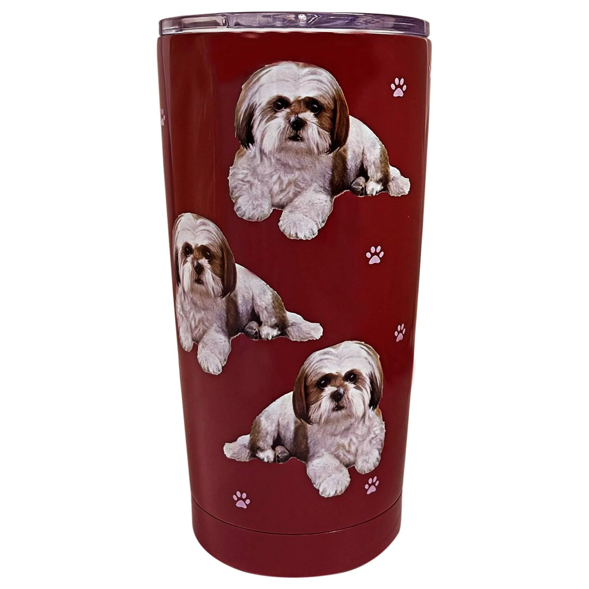 E & S Imports Serengeti Tan Shih Tzu Stainless Steel, Vacuum Insulated Tumbler with Spill Proof Lid 20 oz