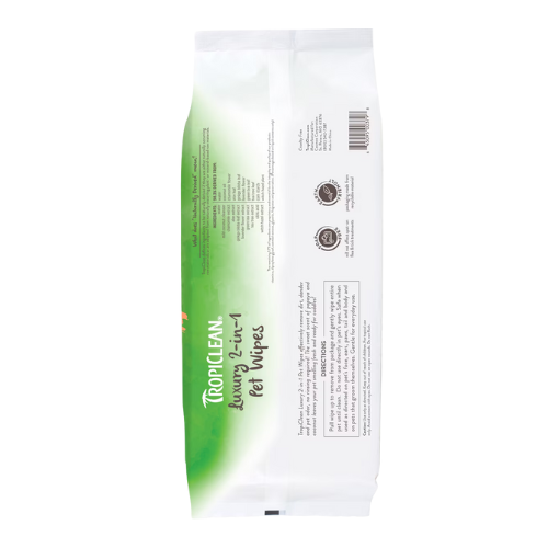 Tropiclean Papaya & Coconut Luxury 2-In-1 Pet Wipes 100 ct