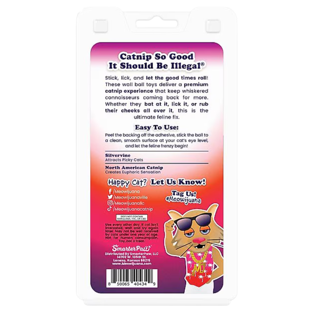 Meowijuana Purrple Passion Stick 'n' Lick Compressed Catnip Ball Toys 2 pk