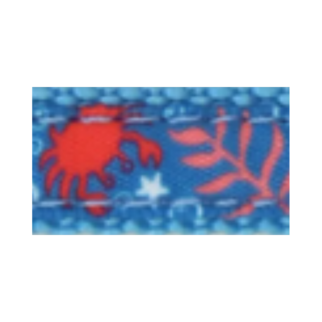 Coastal Pet Products Li'l Pals Charming Ribbon Overlay Adjustable Dog Collar- Li'l Sea Creatures