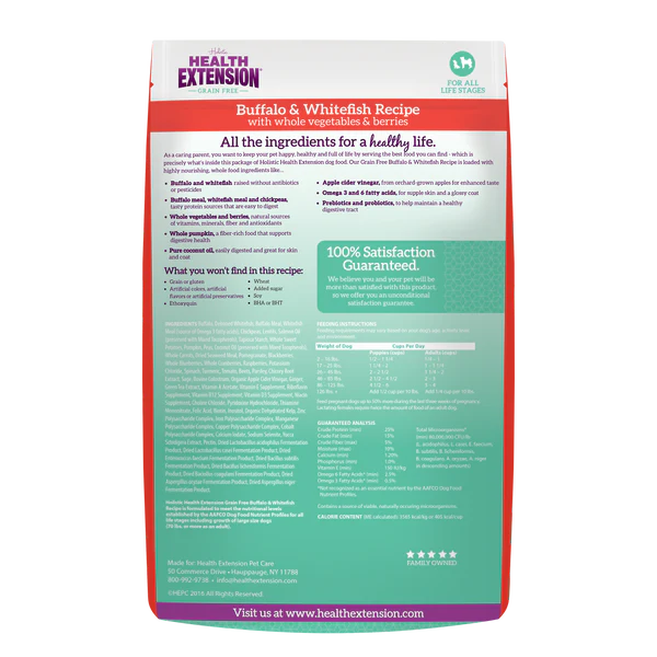 Health Extension Grain-Free Buffalo & Whitefish Recipe All Life Stages Dry Dog Food