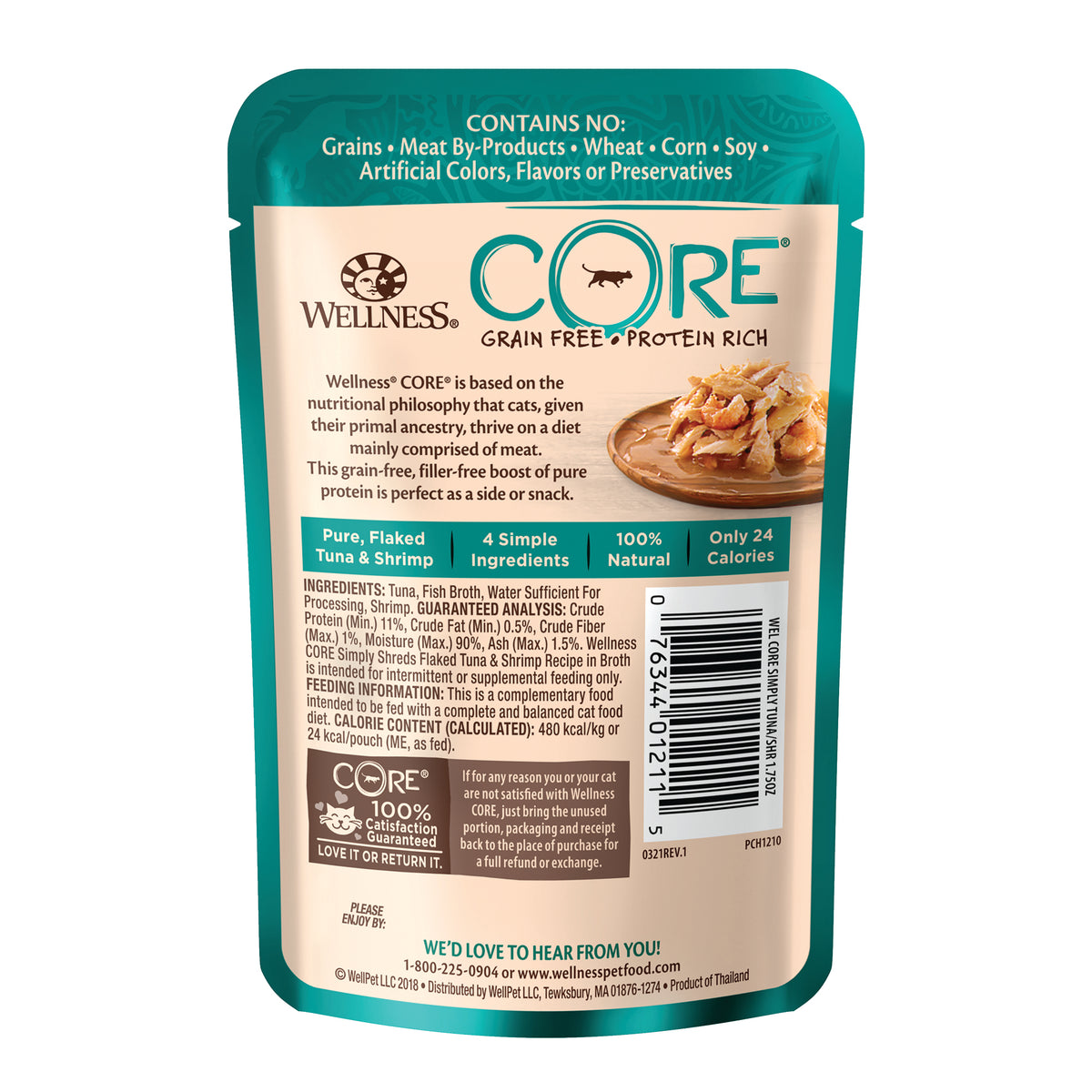 Wellness CORE Simply Shreds Grain-Free Tuna & Shrimp Wet Cat Food Topper