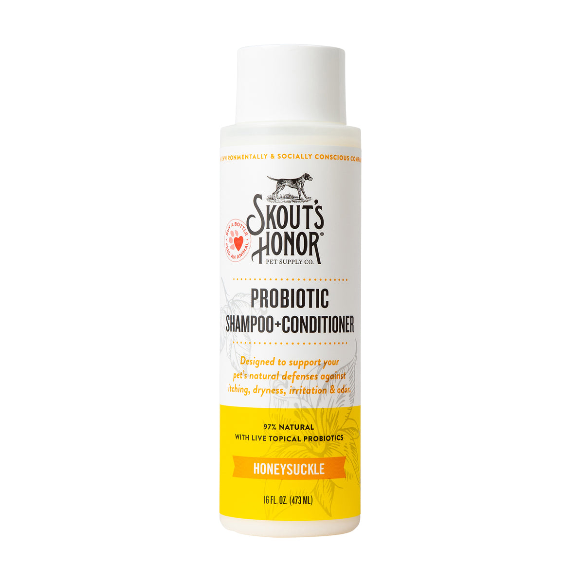 Skout's Honor Probiotic Shampoo + Conditioner Honeysuckle Scented for Dogs & Cats 16 oz