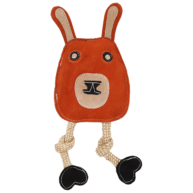 Incredipet Toss & Chew Leather Red Rabbit Dog Toy