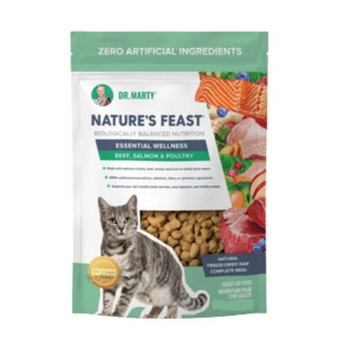 Dr. Marty Nature's Feast Essential Wellness Beef, Salmon & Sweet Potato Freeze-Dried Raw Cat Food 5.5 oz