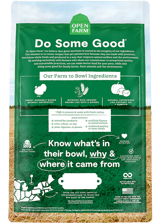 Open Farm Homestead Turkey & Ancient Grains Dry Dog Food 22 lb