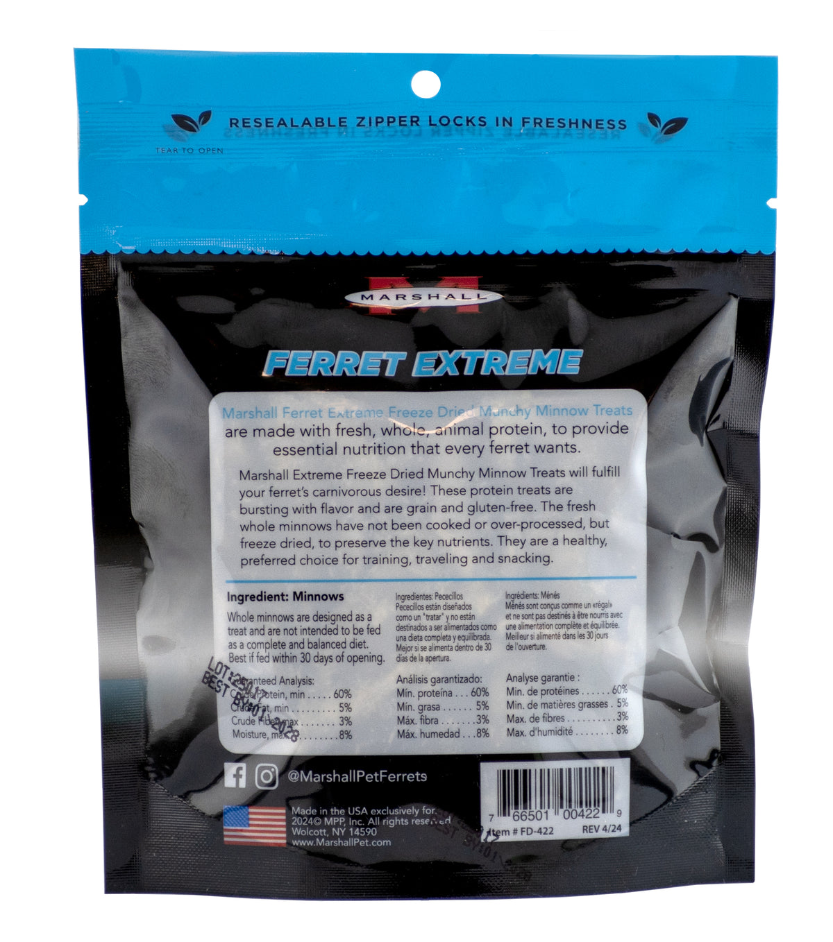 Marshall Extreme Munchy Minnows Freeze-Dried Ferret & Rat Treats 1 oz