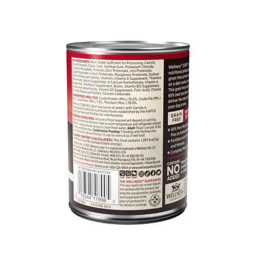 Wellness Ninety-Five Percent Beef Grain-Free Canned Dog Food Topper