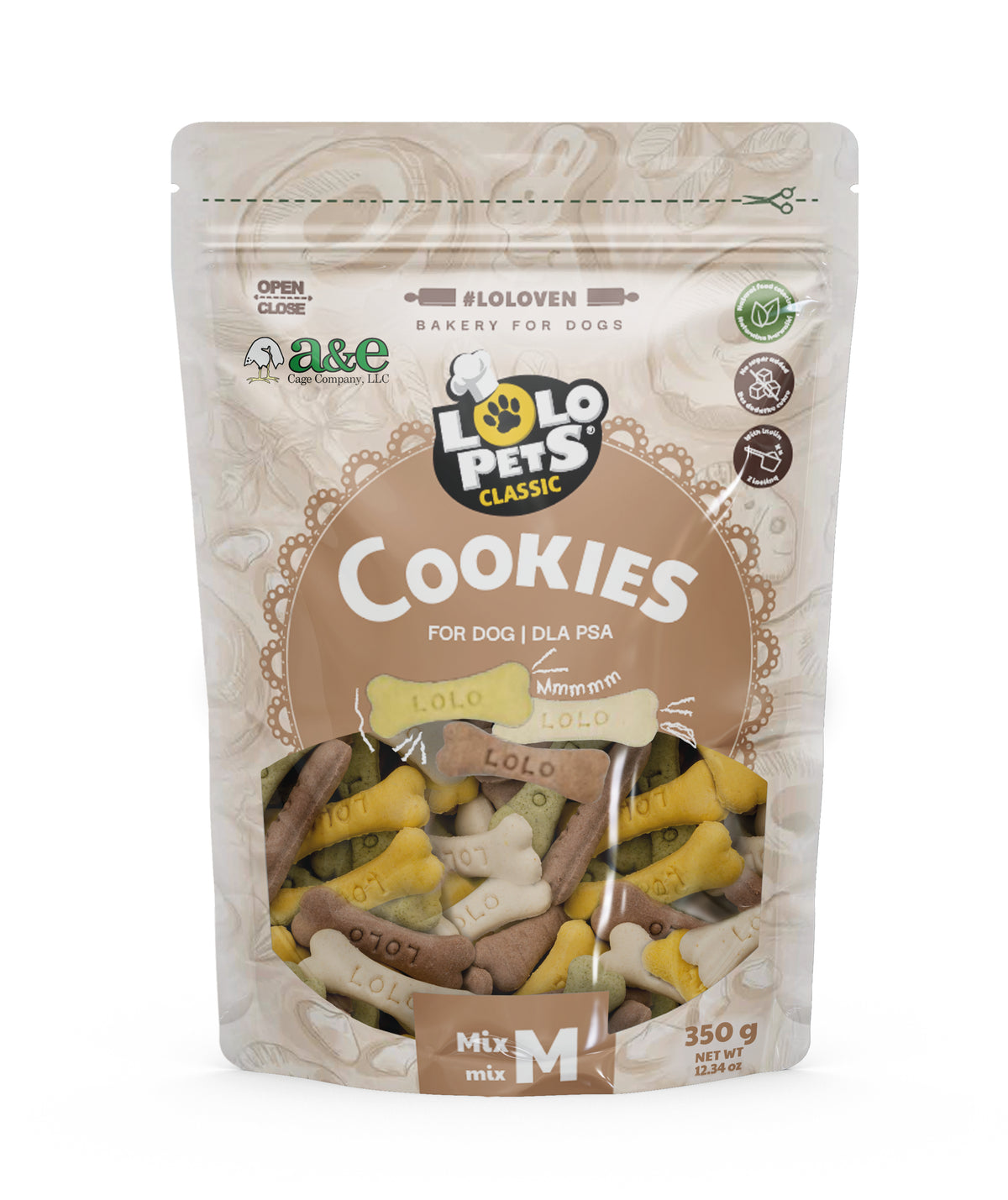 A&E Lolo Pets Classic Medium Bone Shaped Assorted Flavored Dog Biscuit Treats