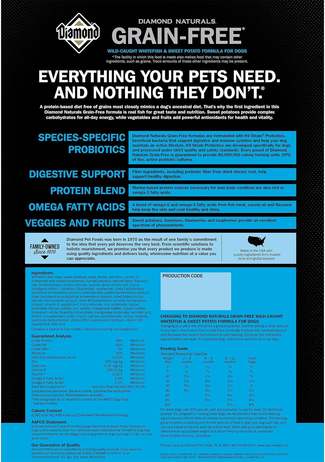 Diamond Naturals Grain-Free Whitefish & Sweet Potato Dry Dog Food 28 lb