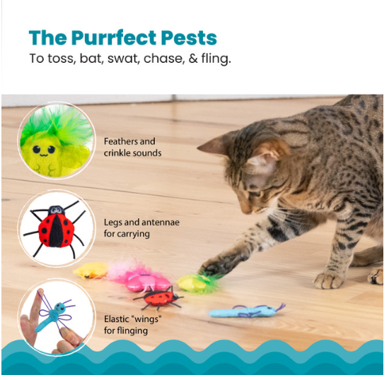 Catstages Cute As a Bug Plush Cat Toys 6 pk