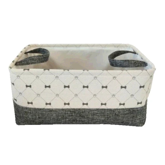 Kole Imports Bone Print Ivory Linen Rectangular Pet Storage Bin
