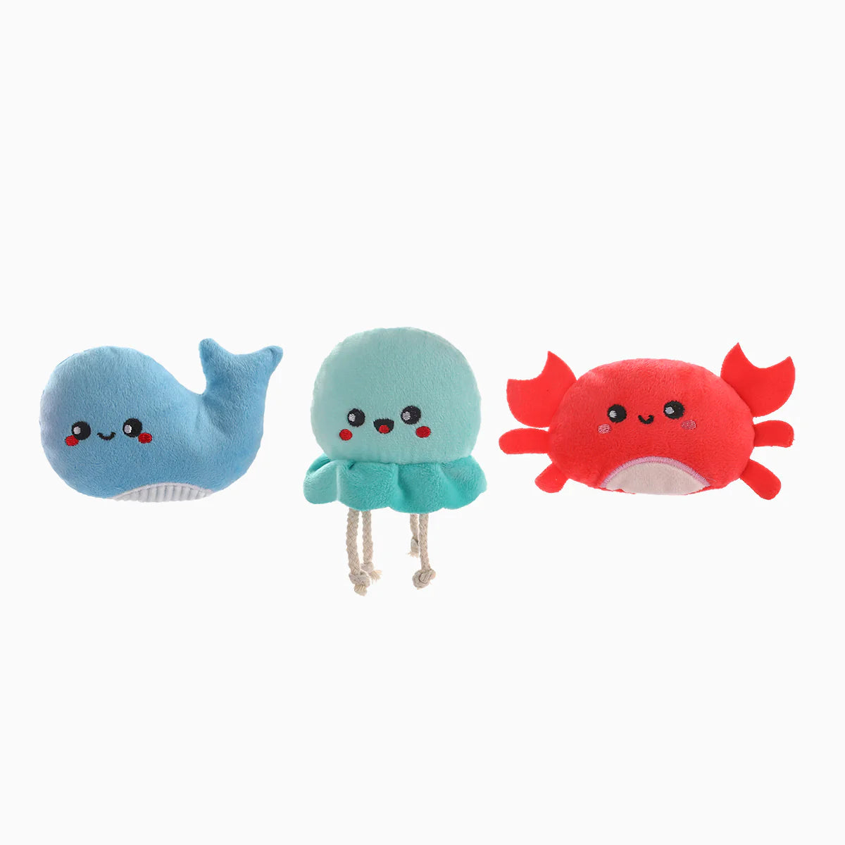 Hugsmart Summer Ocean Pals Sea Creatures Plush Dog Toys 3 pk