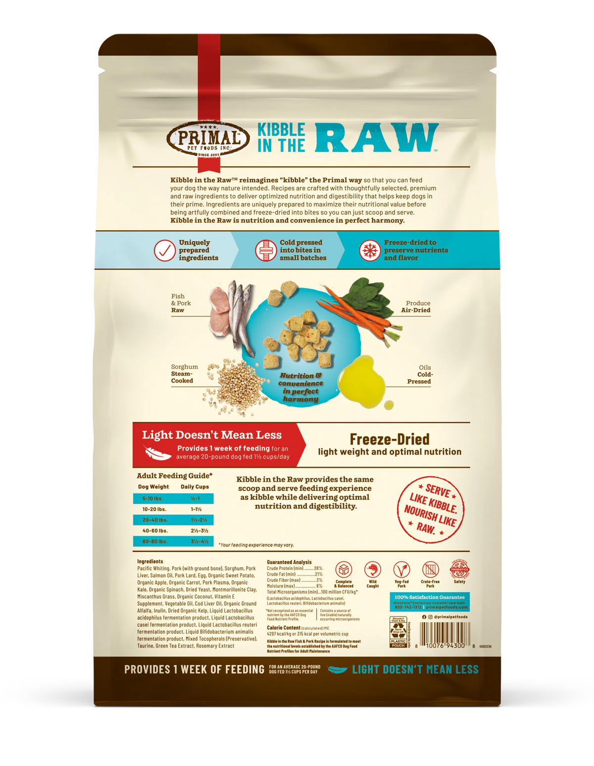 Primal Kibble in the Raw Fish & Pork Recipe Adult Dog Food