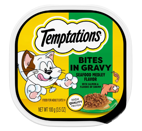 Whiskas Temptations Seafood Medley Flavor Bites in Gravy Wet Cat Food