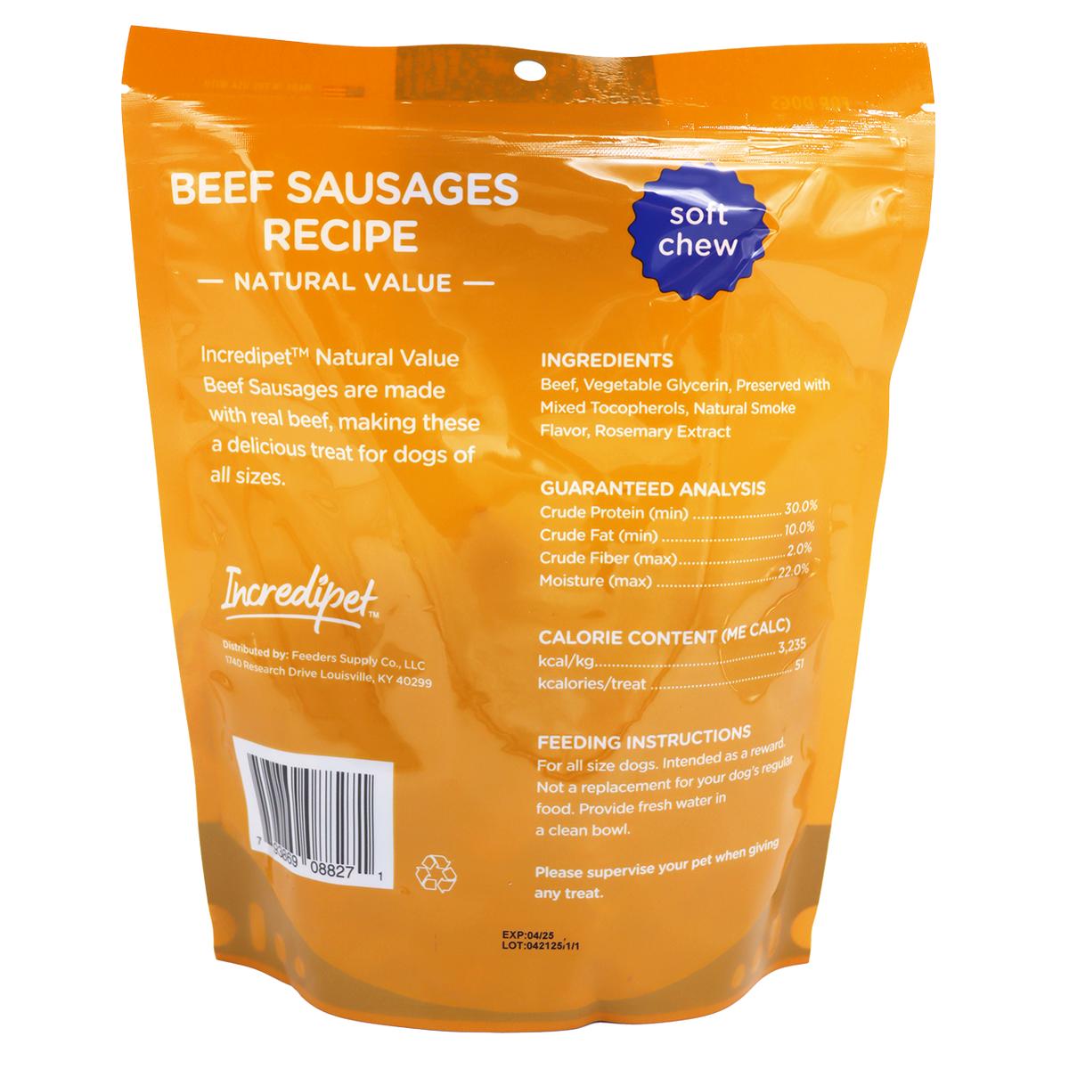 Incredipet Natural Value Beef Sausages Dog Treats 14 oz