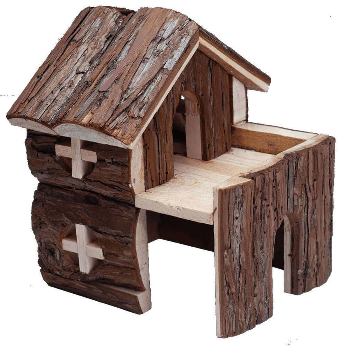 A&E Nibbles 2-Story Deluxe Log Cabin Small Animal Chew & Hideout