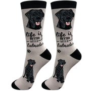 E & S Imports Life is Better With a Black Labrador Tan Socks