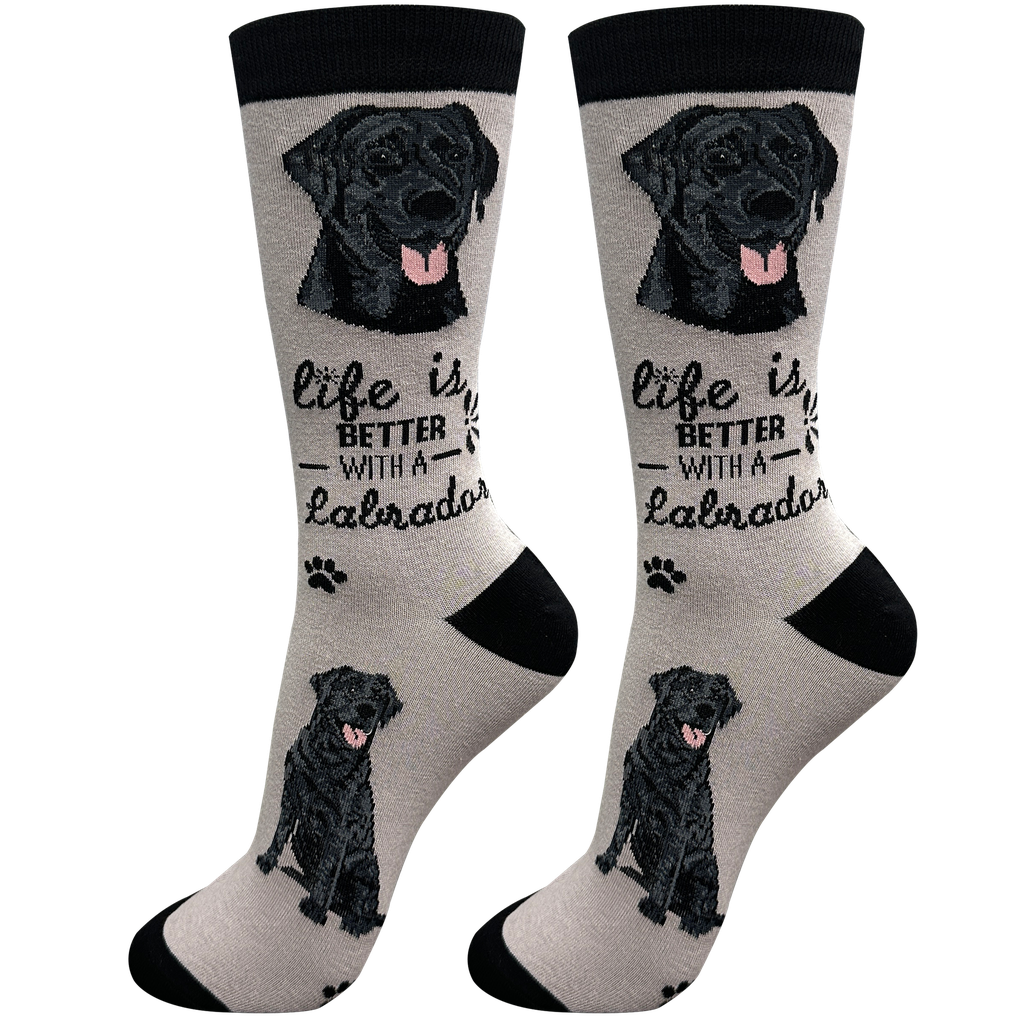 E & S Imports Life is Better With a Black Labrador Tan Socks