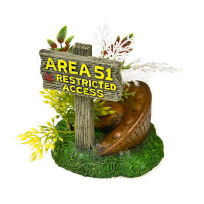 Blue Ribbon Area 51 Sign with UFO Aquarium Ornament