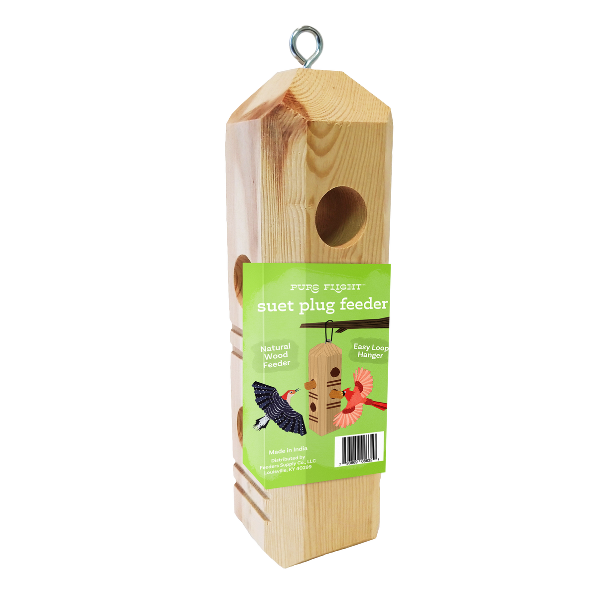Pure Flight Suet Plug Wood Bird Feeder