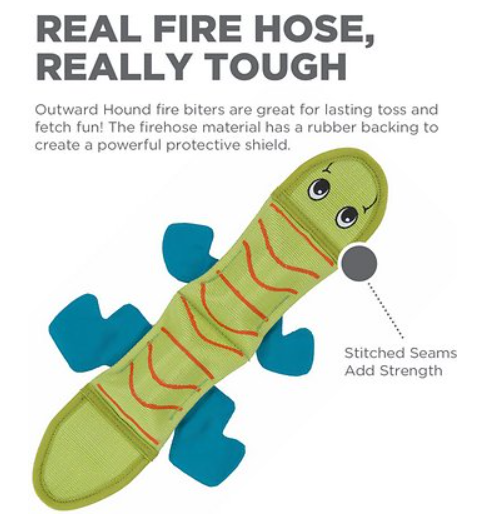 Outward Hound Fire Biterz Two Squeaker Lizard Dog Toy
