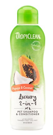 Tropiclean Papaya And Coconut Luxury 2 In 1 Shampoo Plus Conditioner For Pets 20 oz