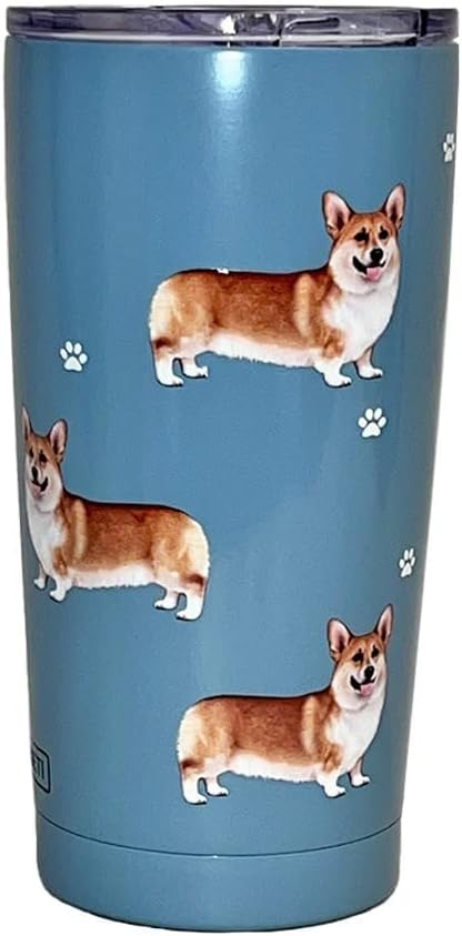 E & S Imports Serengeti Welsh Corgi Stainless Steel, Vacuum Insulated Tumbler with Spill Proof Lid 20 oz