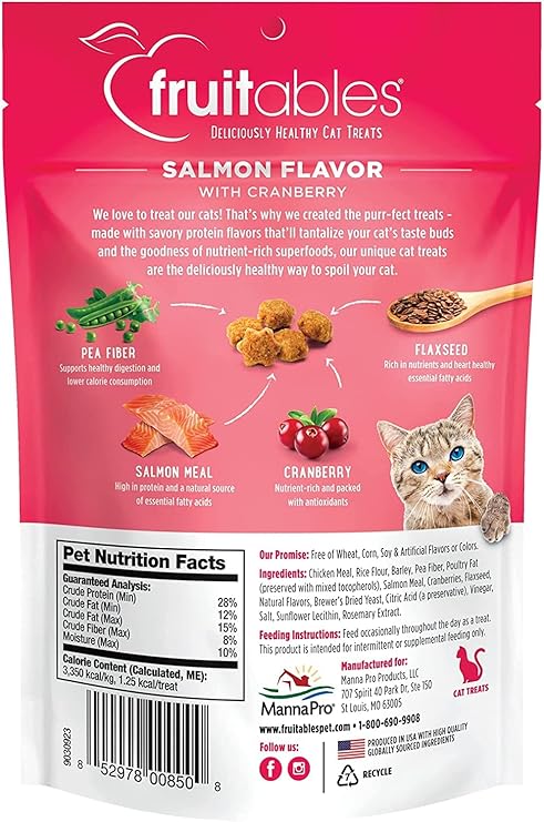 Fruitables Salmon Flavor with Cranberry Crunchy Cat Treats 2.5 oz