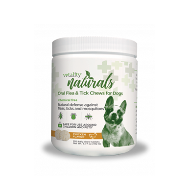 Vetality Naturals Oral Flea & Tick Chews for Dogs, Natural Defense Against Fleas, Ticks & Mosquitoes 120 ct