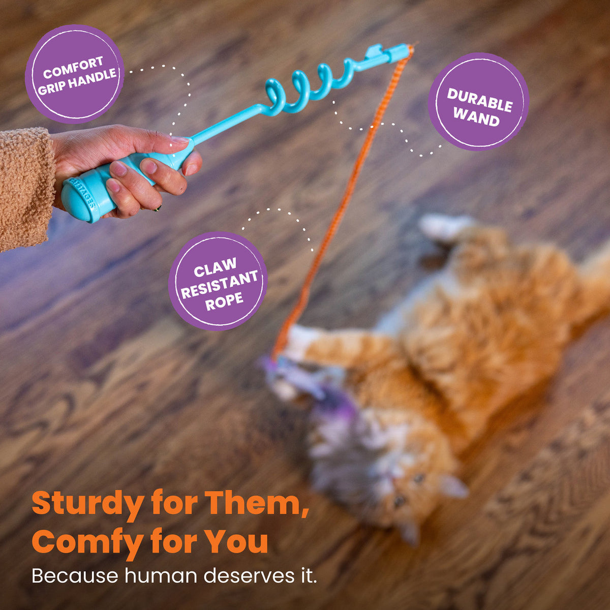 Catstages Cat-apult Spring Wand Cat Teaser Toy