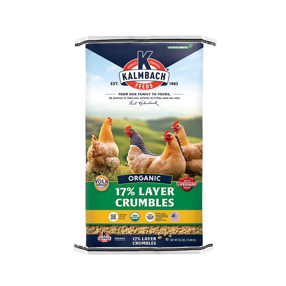 Kalmbach Feeds Organic 17% Layer Crumbles Chicken Feed 35 lb