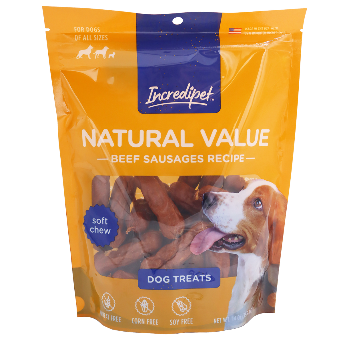 Incredipet Natural Value Beef Sausages Dog Treats 14 oz