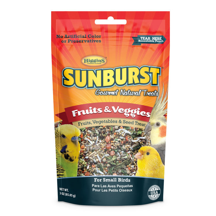 Higgins Sunburst Gourmet Natural Fruits & Veggies Treat for Small Birds 3 oz