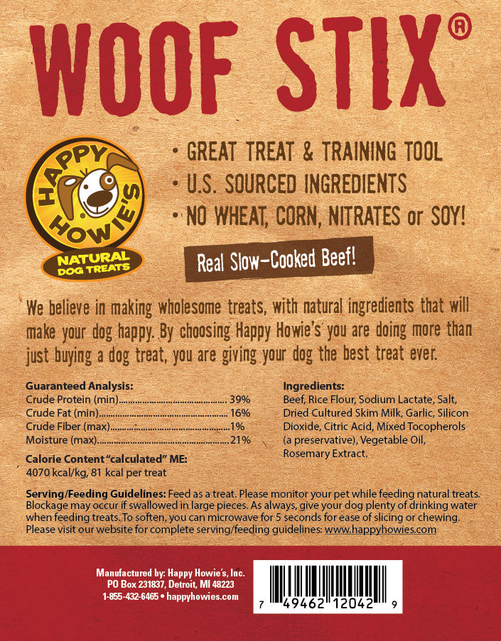 Happy Howie's 11 in Beef Woof Stick for Dogs