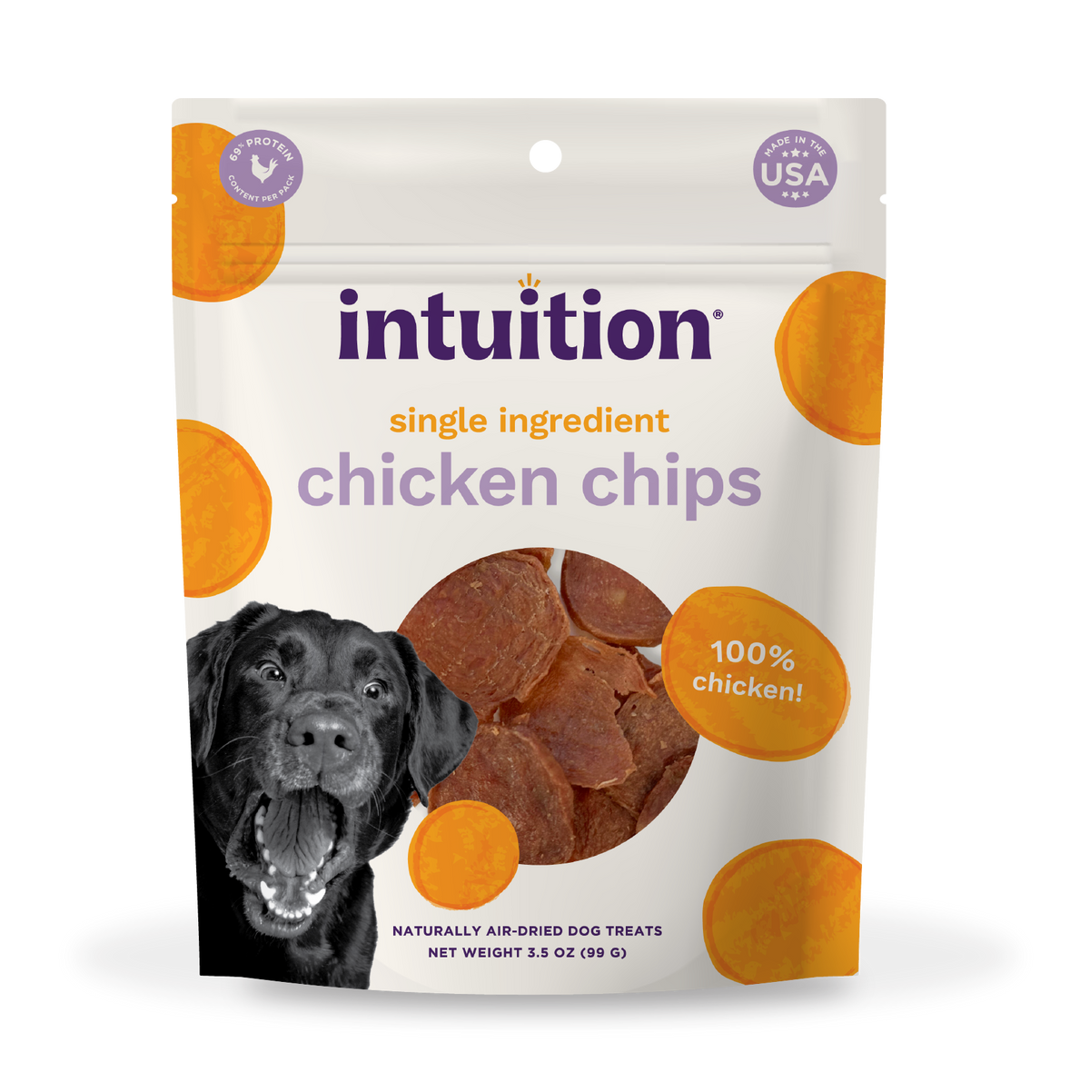 Intuition Single Ingredient Chicken Chips Naturally Air-Dried Dog Treats 3.5 oz