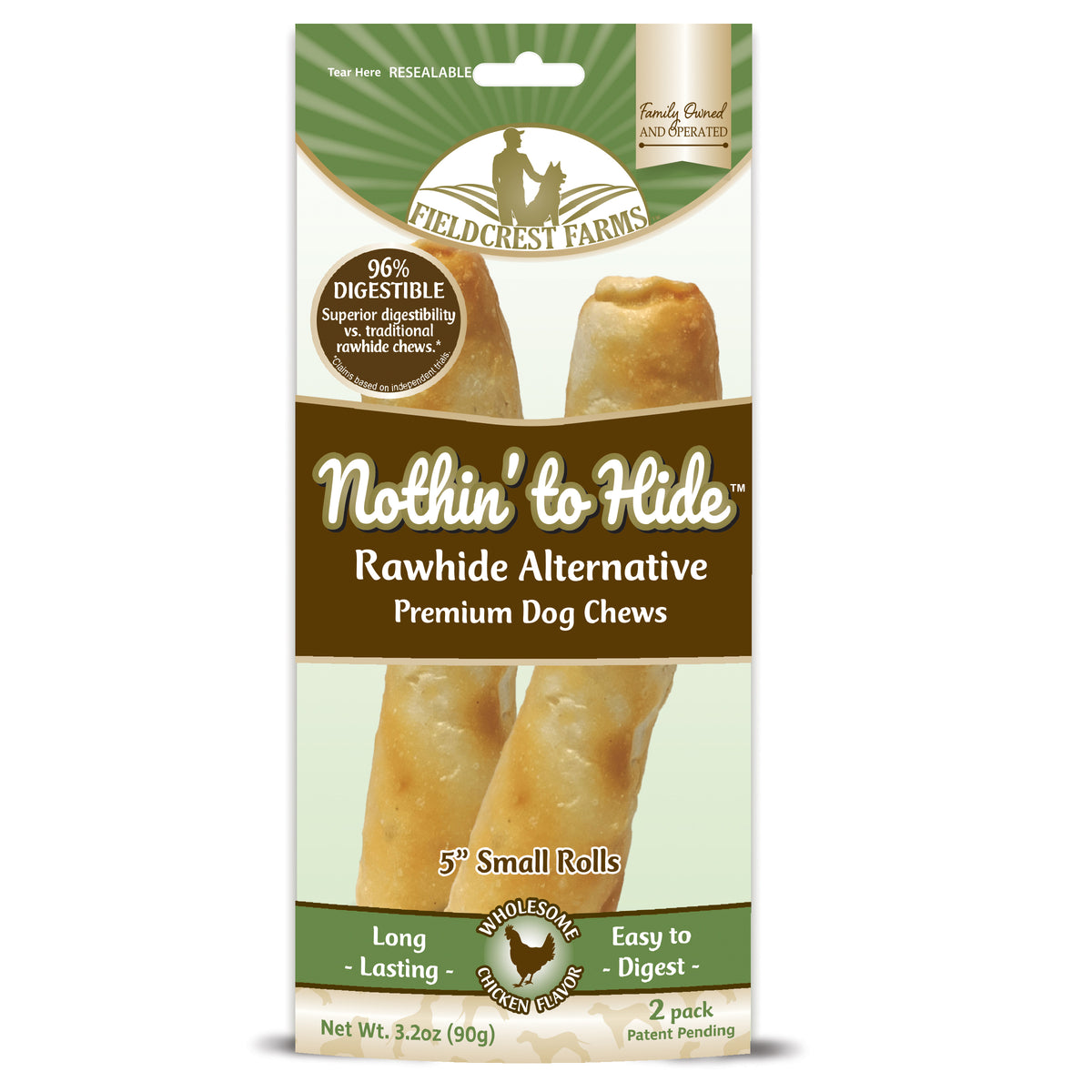 Spot Fieldcrest Farms Nothin' to Hide Chicken Roll for Dogs, 2 pack 5 in