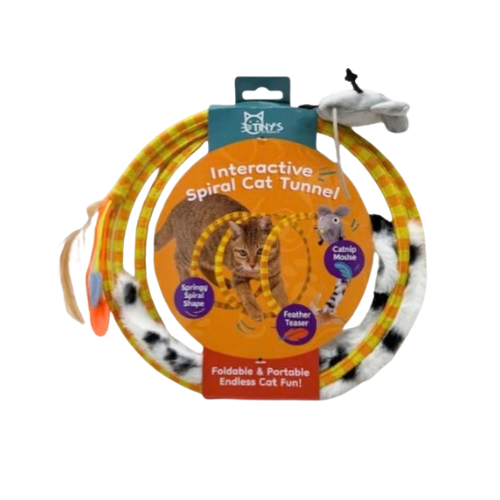 Kole Imports Foldable and Portable Interactive Spiral Play Cat Tunnel Toy